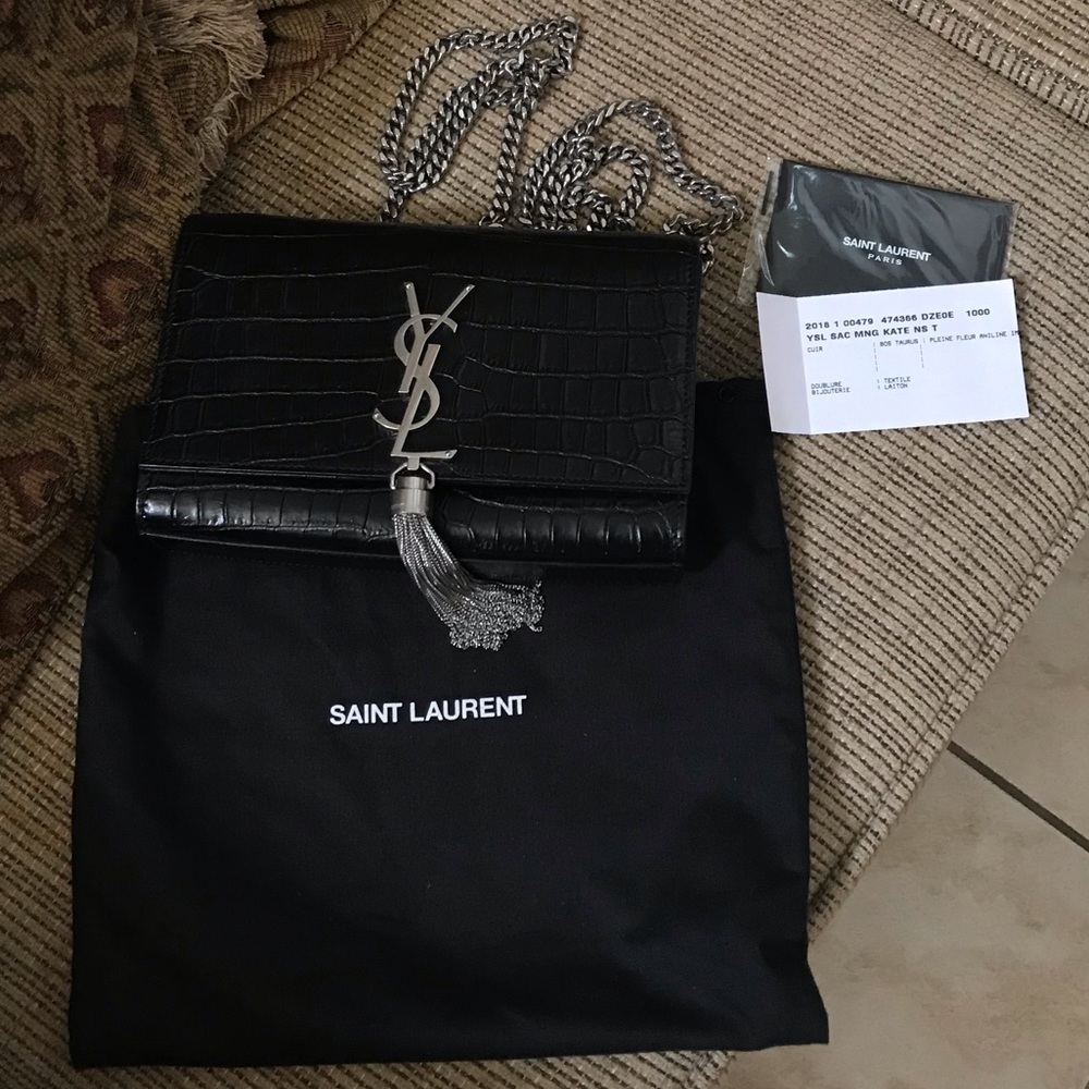 🚫SOLD🚫 SAINT LAURENT KATE SMALL CROC SHW